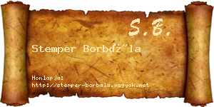 Stemper Borbála névjegykártya